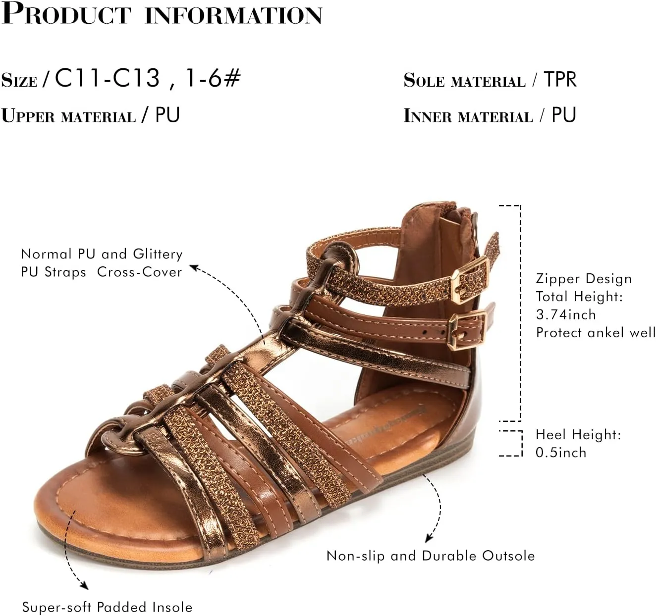 FUNKYMONKEY Girls Gladiator Strap Sandals Flat Fisherman Thong Cross Strappy Sandals