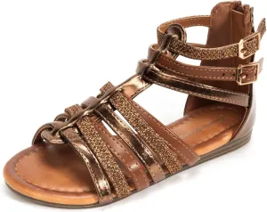 FUNKYMONKEY Girls Gladiator Strap Sandals Flat Fisherman Thong Cross Strappy Sandals