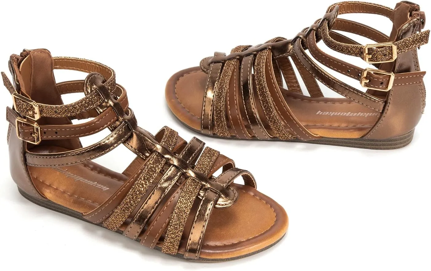 FUNKYMONKEY Girls Gladiator Strap Sandals Flat Fisherman Thong Cross Strappy Sandals