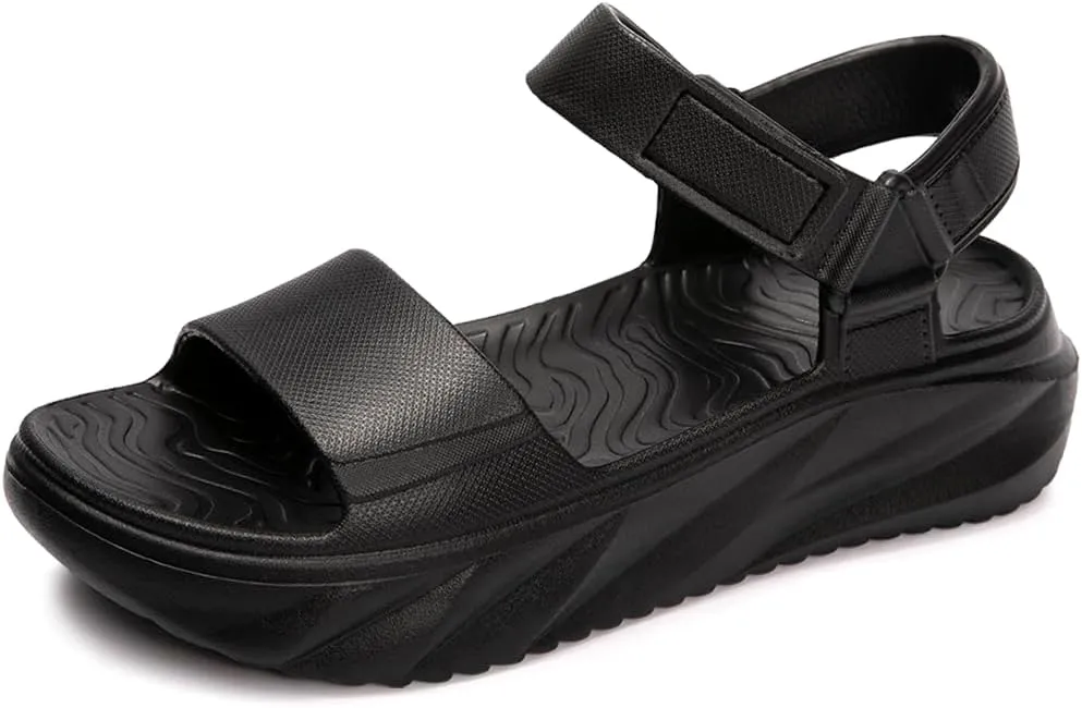 FUNKYMONKEY Women's Platform Plastic Sandals Ultra Light EVA Thick Sole Open Toe Waterproof Shoes