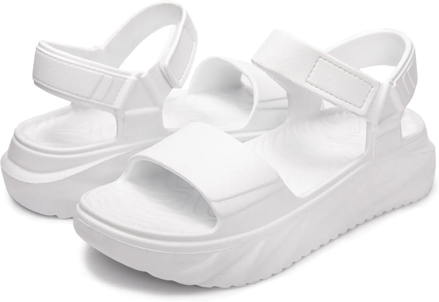 FUNKYMONKEY Women's Platform Plastic Sandals Ultra Light EVA Thick Sole Open Toe Waterproof Shoes