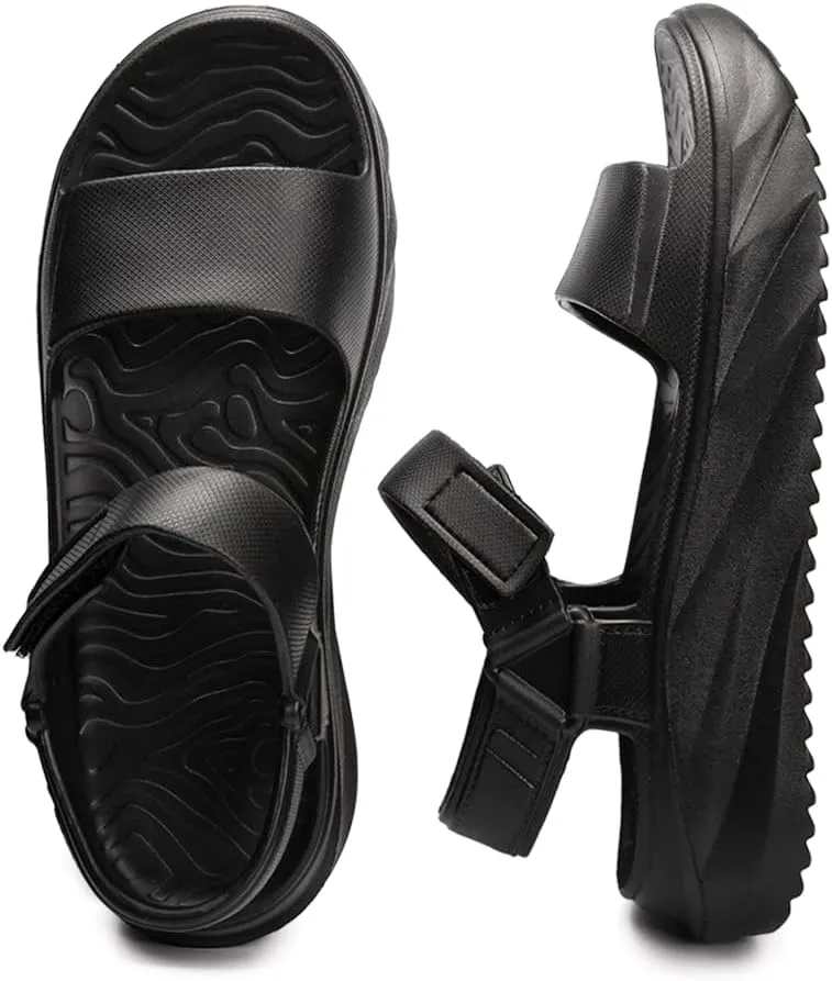 FUNKYMONKEY Women's Platform Plastic Sandals Ultra Light EVA Thick Sole Open Toe Waterproof Shoes