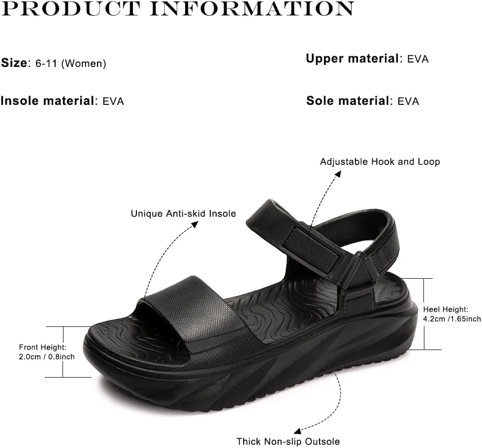 FUNKYMONKEY Women's Platform Plastic Sandals Ultra Light EVA Thick Sole Open Toe Waterproof Shoes
