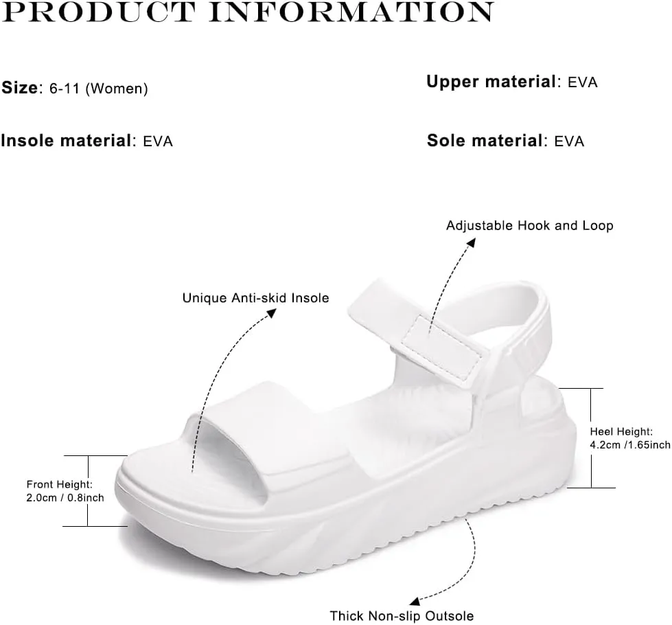 FUNKYMONKEY Women's Platform Plastic Sandals Ultra Light EVA Thick Sole Open Toe Waterproof Shoes
