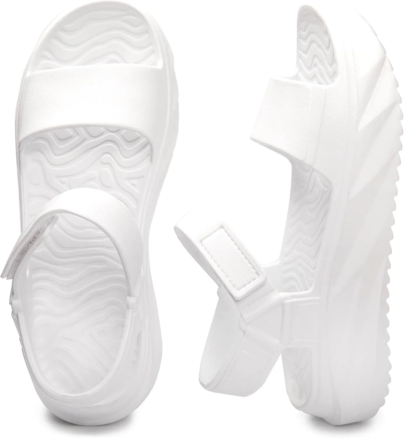 FUNKYMONKEY Women's Platform Plastic Sandals Ultra Light EVA Thick Sole Open Toe Waterproof Shoes
