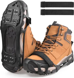 FUSIGO Ice Cleats for Shoes and Boots Crampons Snow Traction Cleats for Walking on Snow and Ice Non-Slip Ice Shoe Grippers Men Women Kids Stretch Rubber Ice Cleats, 24 Studs
