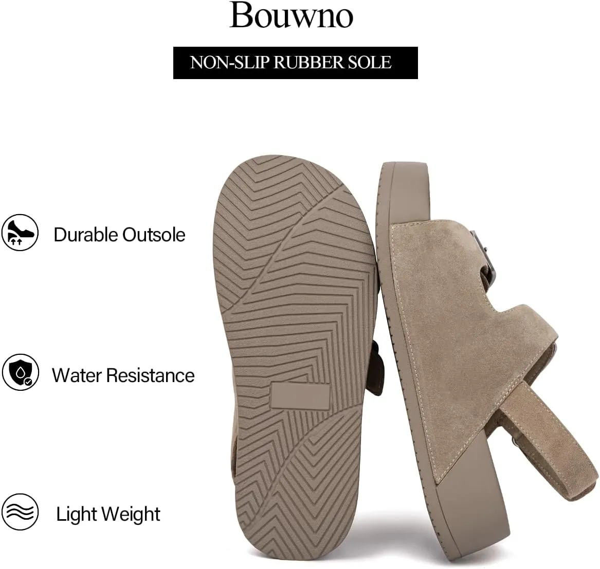 Genuine Leather Platform Sandals Women Slip-on Beach Sandals Slide Buckle Comfortable with Ankle Strap Soft Lining and Open Toe Low Wedges