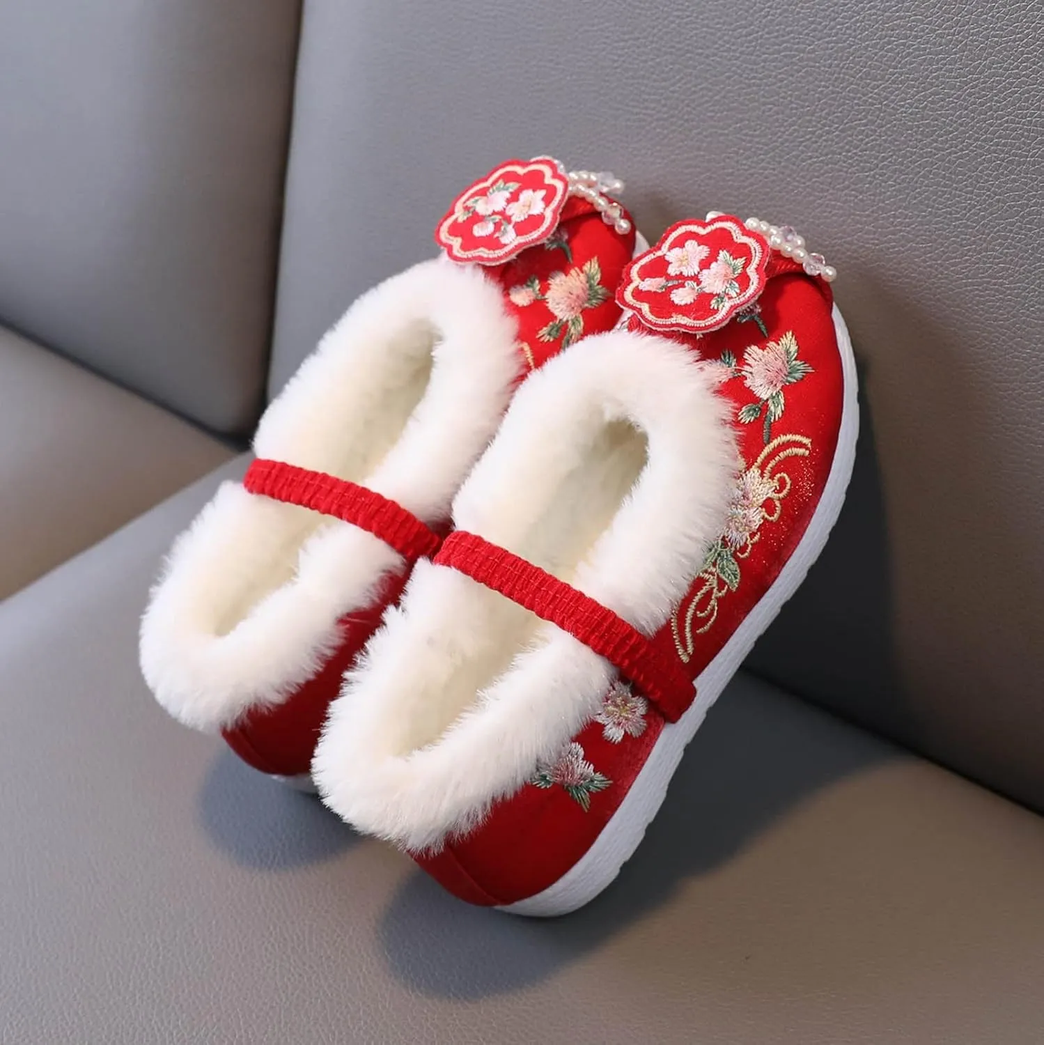 Girls Cotton Shoes Ancient Costume Hanfu Shoes Children Baby Cloth Shoes New Year Clothing Shoes Snow Boots Girls Size 2
