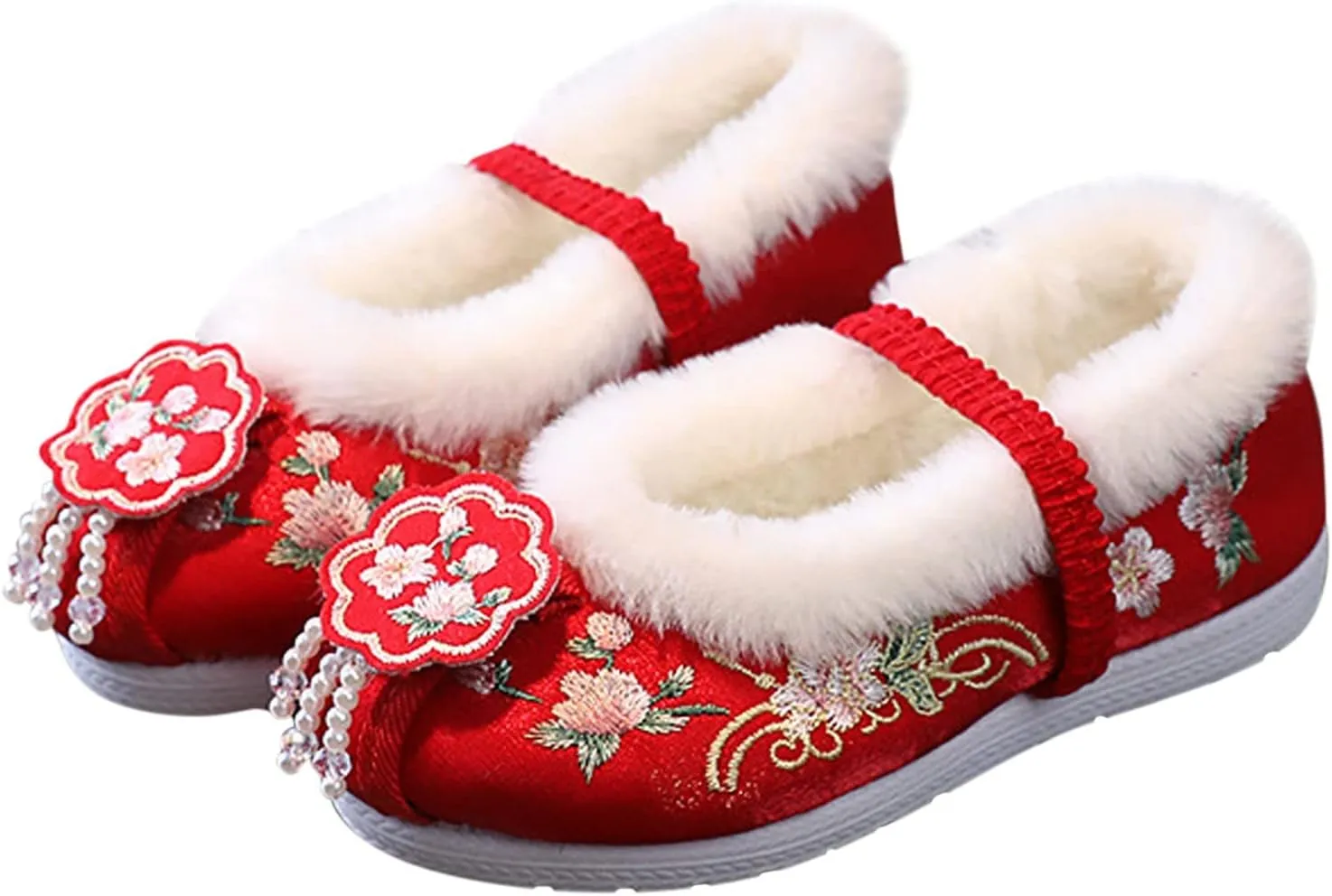 Girls Cotton Shoes Ancient Costume Hanfu Shoes Children Baby Cloth Shoes New Year Clothing Shoes Snow Boots Girls Size 2
