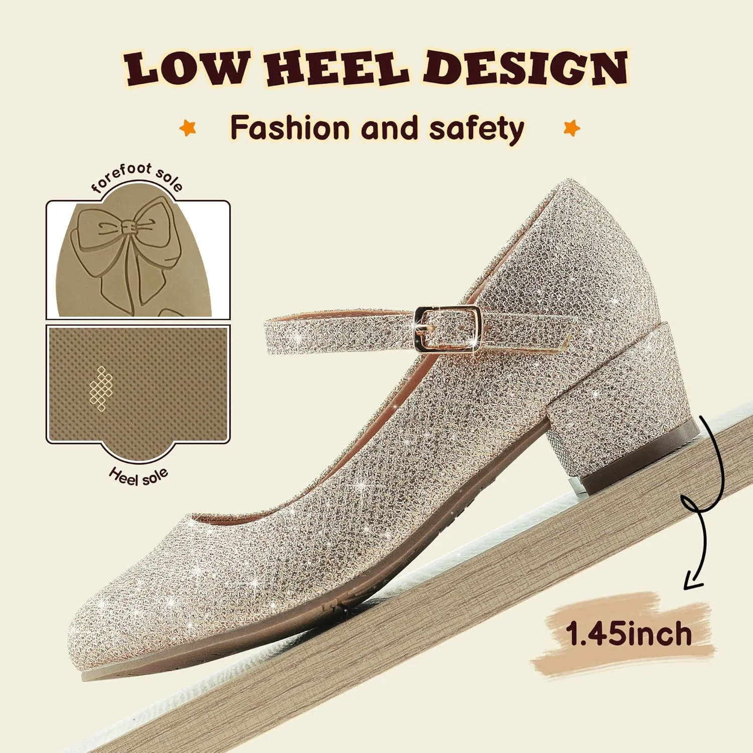 Girls Dress Shoes-Mary Jane Shoes for Girls, Princess Wedding Party Flower Girl School Shoes Low Heel Flats for Little/Big Kids