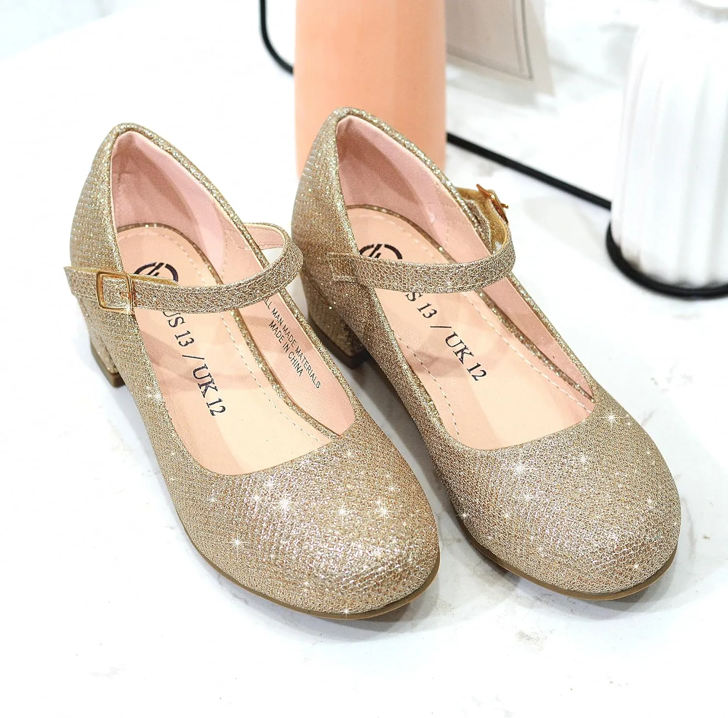 Girls Dress Shoes-Mary Jane Shoes for Girls, Princess Wedding Party Flower Girl School Shoes Low Heel Flats for Little/Big Kids