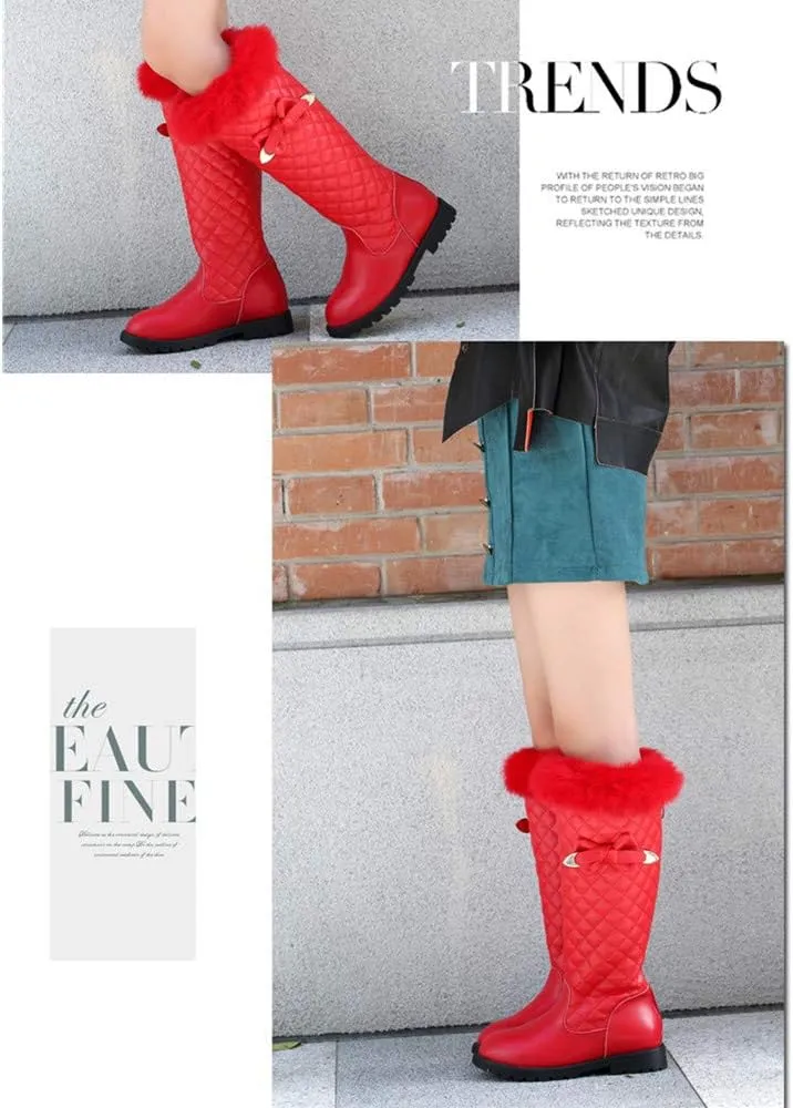 Girls Knee High Boots Genuine Leather Snow Boots Girls Winter Boots Kids