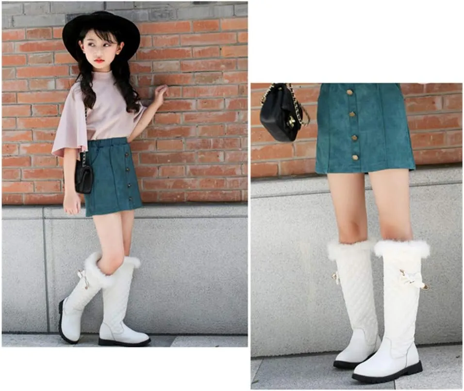 Girls Knee High Boots Genuine Leather Snow Boots Girls Winter Boots Kids