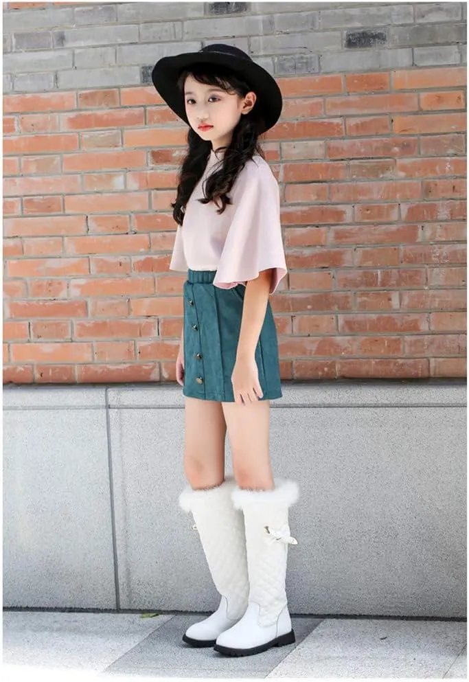 Girls Knee High Boots Genuine Leather Snow Boots Girls Winter Boots Kids
