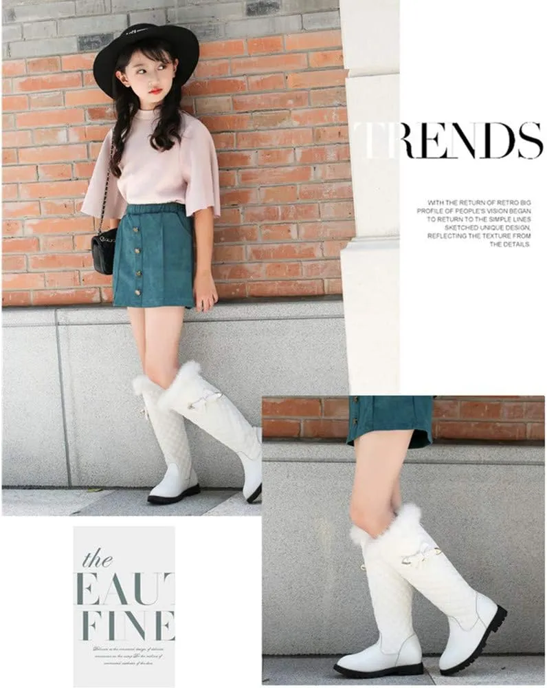 Girls Knee High Boots Genuine Leather Snow Boots Girls Winter Boots Kids