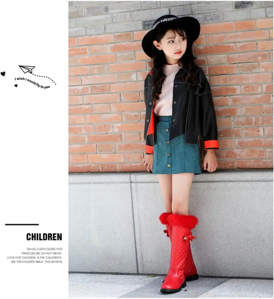 Girls Knee High Boots Genuine Leather Snow Boots Girls Winter Boots Kids