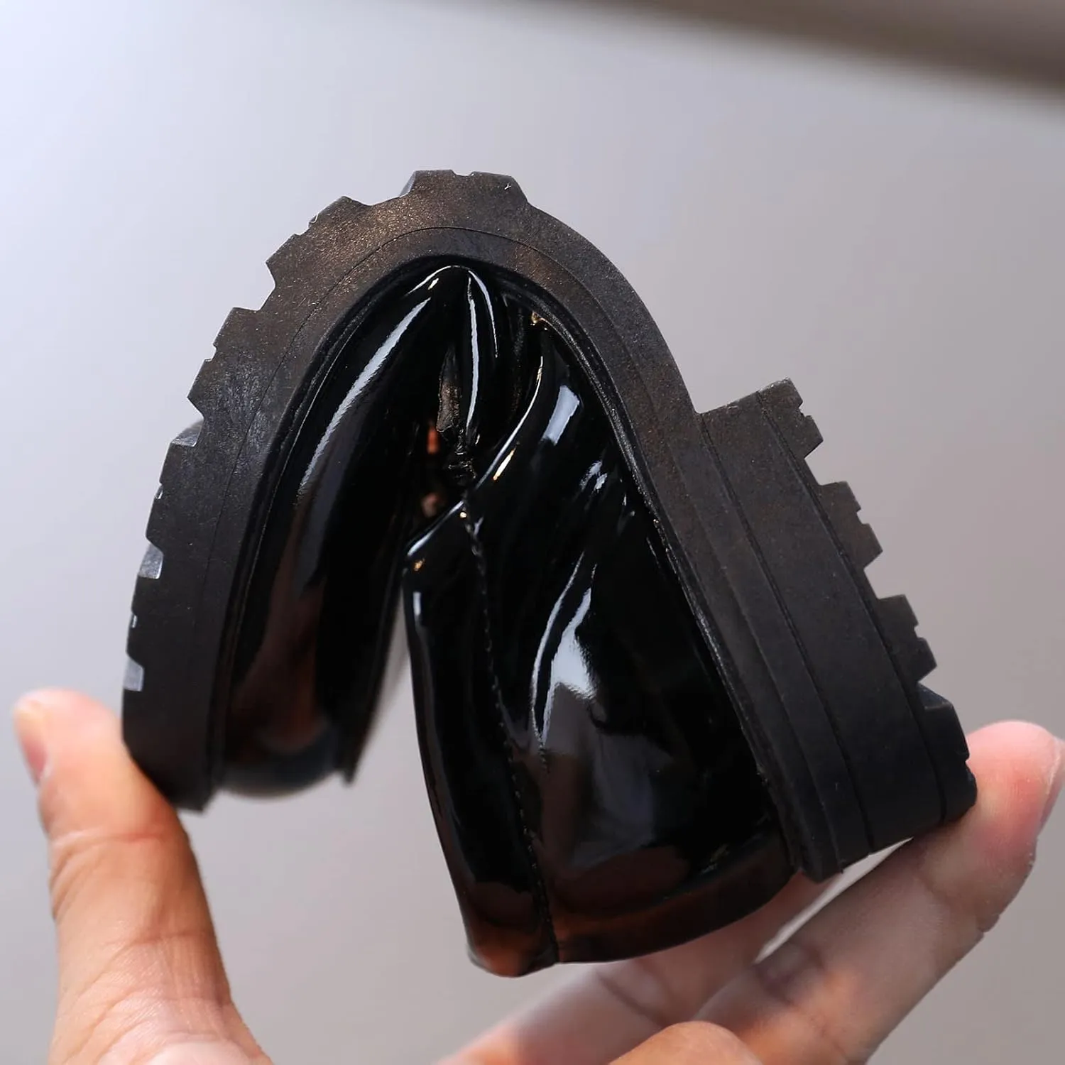 Girls Slip On Leather Shoes Loafer Rhinestone Decoration School Dress Shoes for Girls Kid Rain Boot