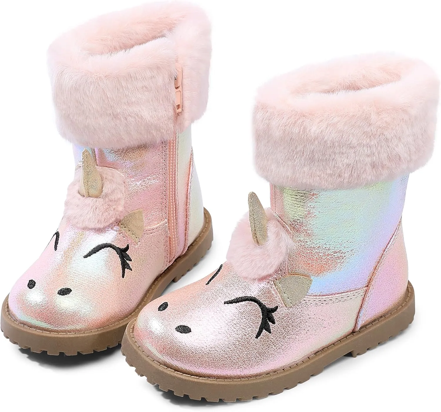 Girls Winter Boots Unicorn Snow Boots for Toddler Girls Side Zipper