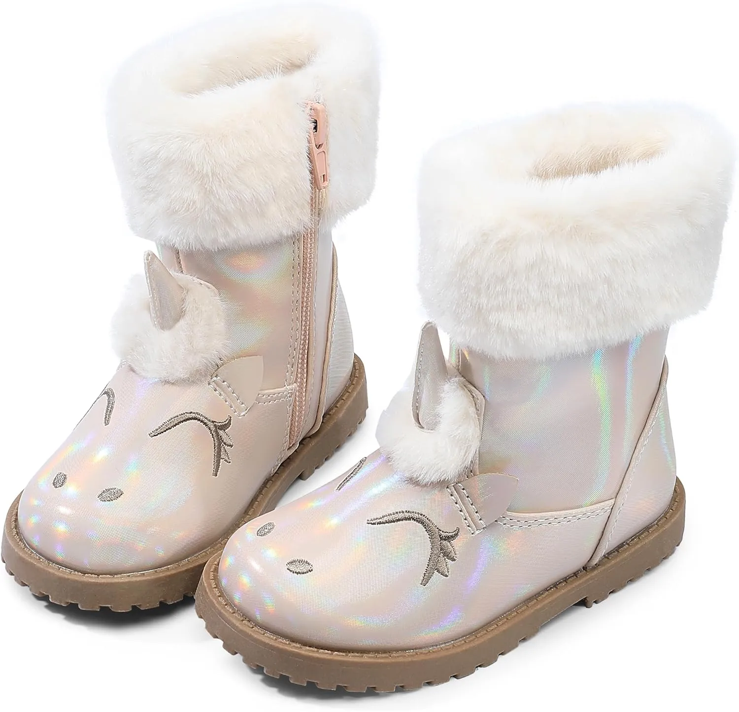 Girls Winter Boots Unicorn Snow Boots for Toddler Girls Side Zipper