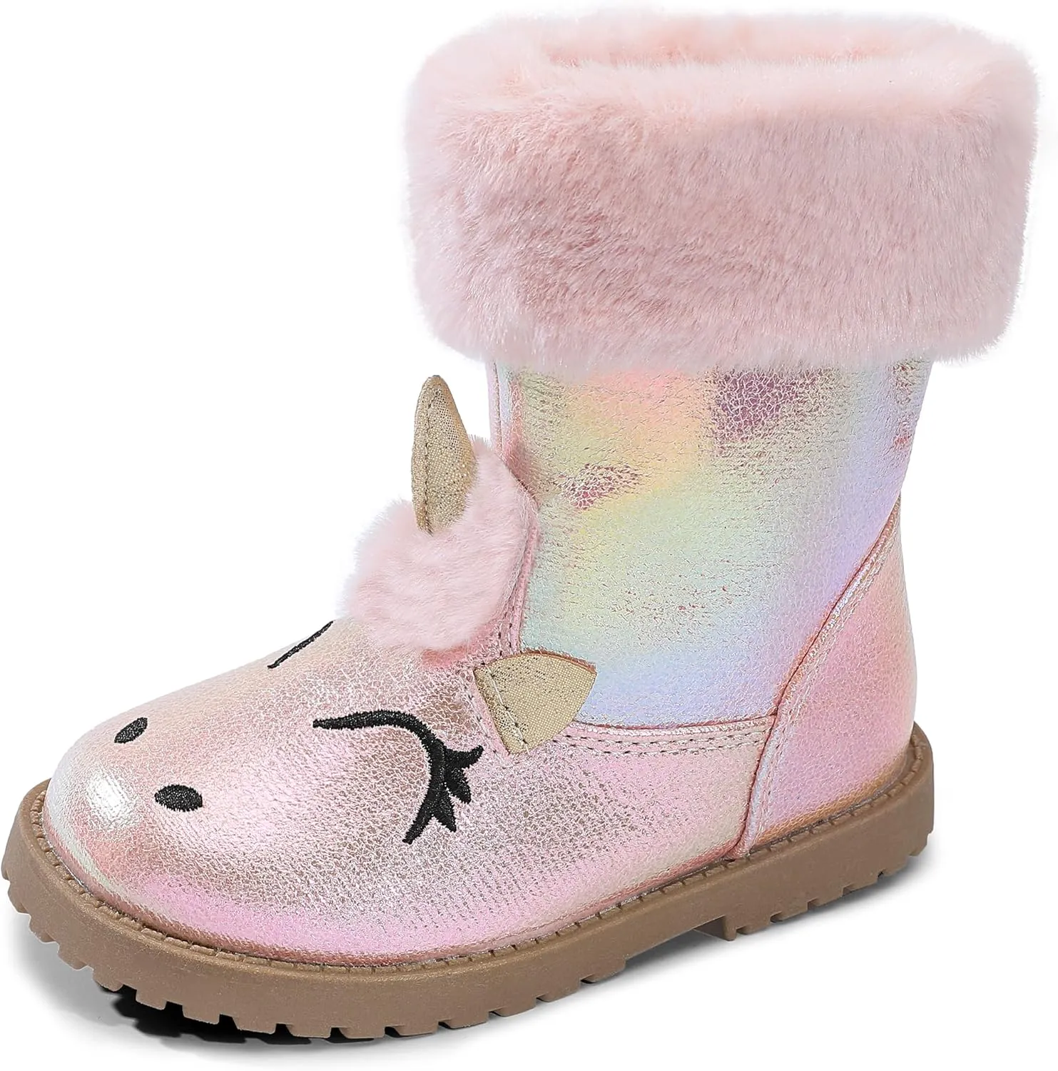 Girls Winter Boots Unicorn Snow Boots for Toddler Girls Side Zipper