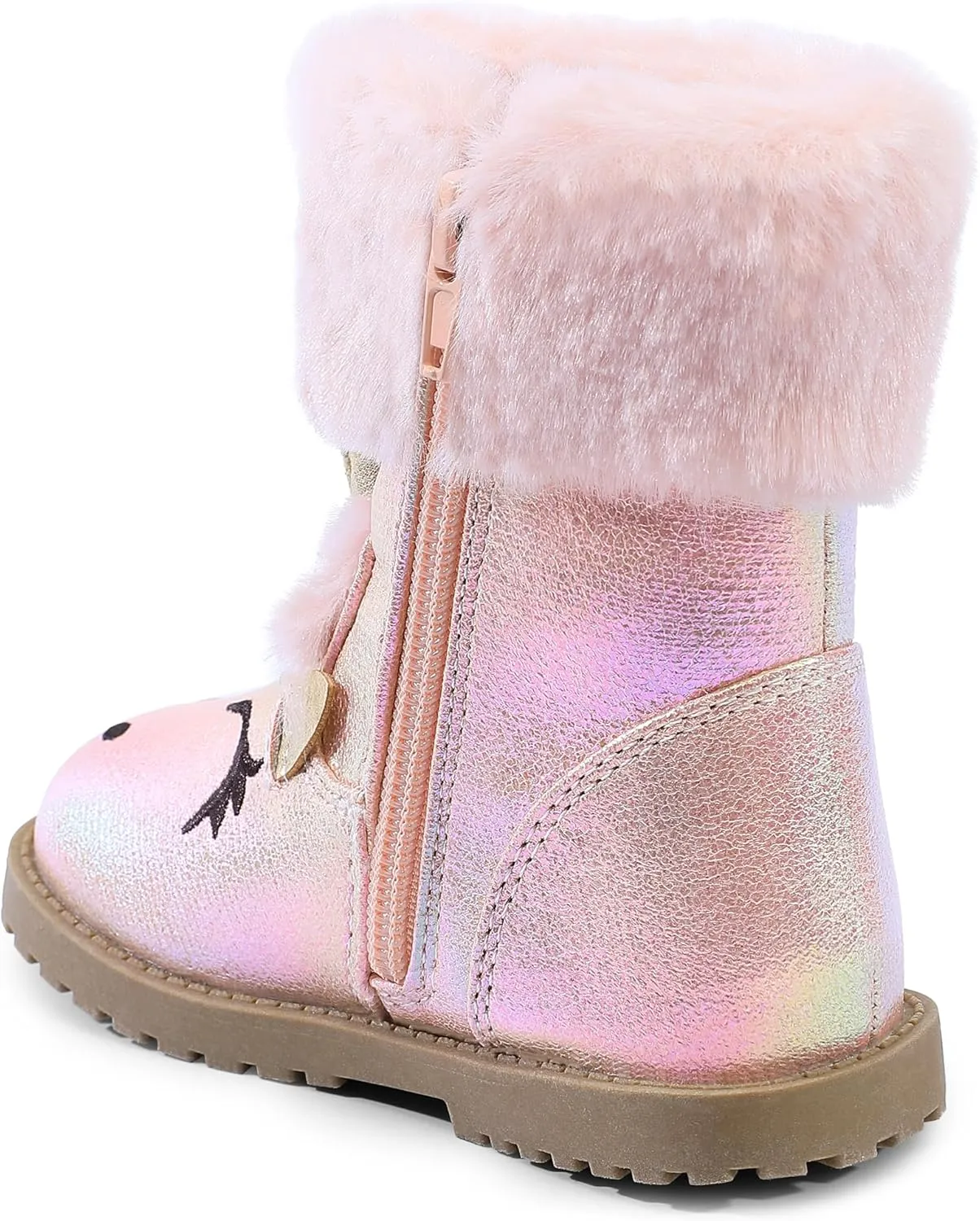 Girls Winter Boots Unicorn Snow Boots for Toddler Girls Side Zipper