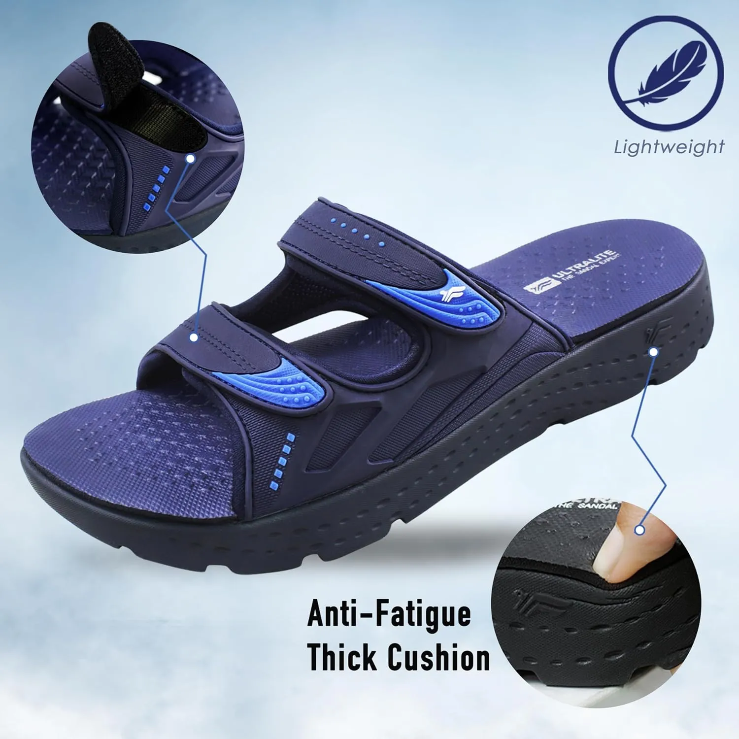 Gold Pigeon Shoes EVA Anti-Fatigue Ultra-Cushion Unisex Slide Sandals Adjustable Straps