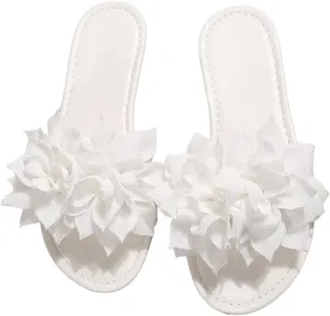GORGLITTER Women's Flower Sandals 3D Floral Flat Sandals Open Toe Slippers Comfy Lightweight Summer Beach Sandals