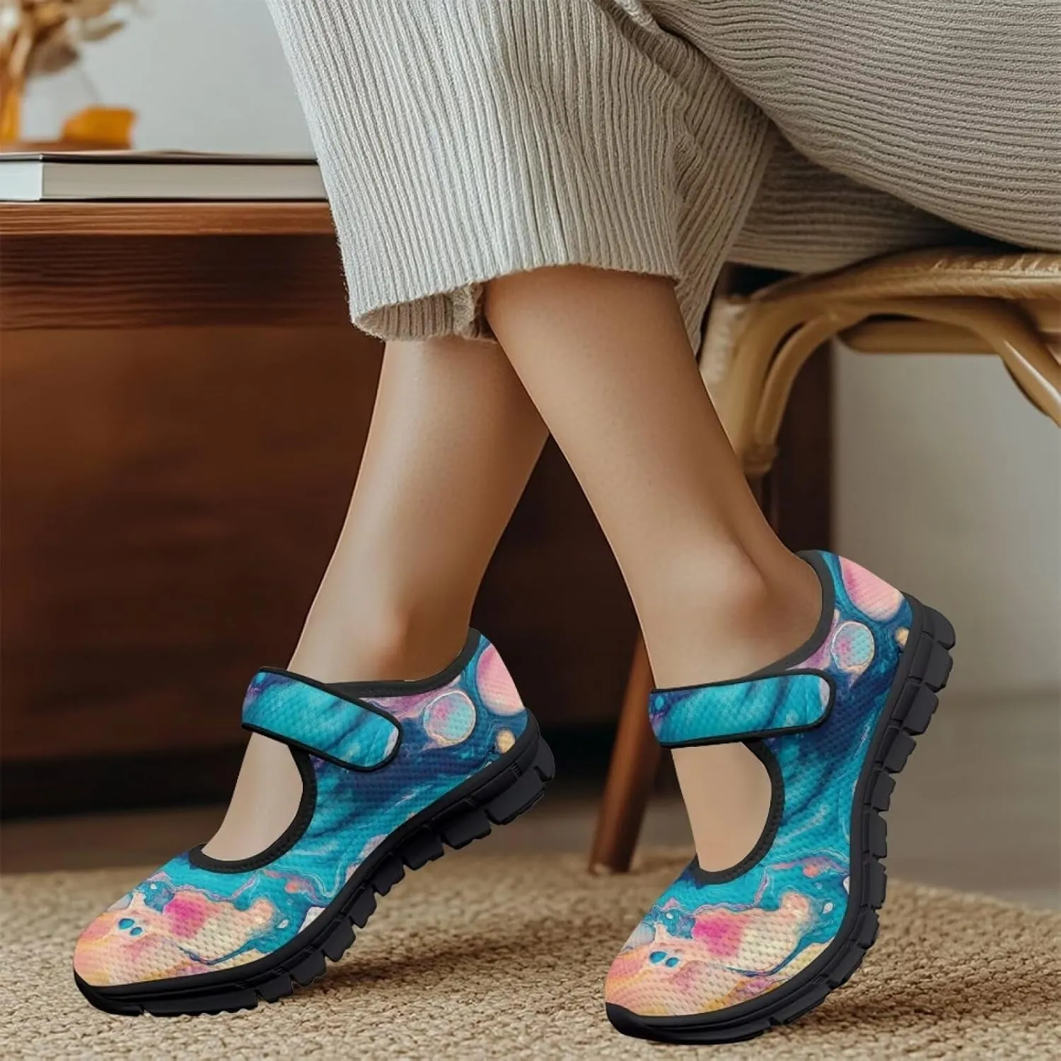 GOSTONG Qoiuvncy Women's Walking Shoes Breathable Mesh Casual Sneakers Non Slip Lightweight Comfort Flats Working Nurse Shoes Size 5.5-10