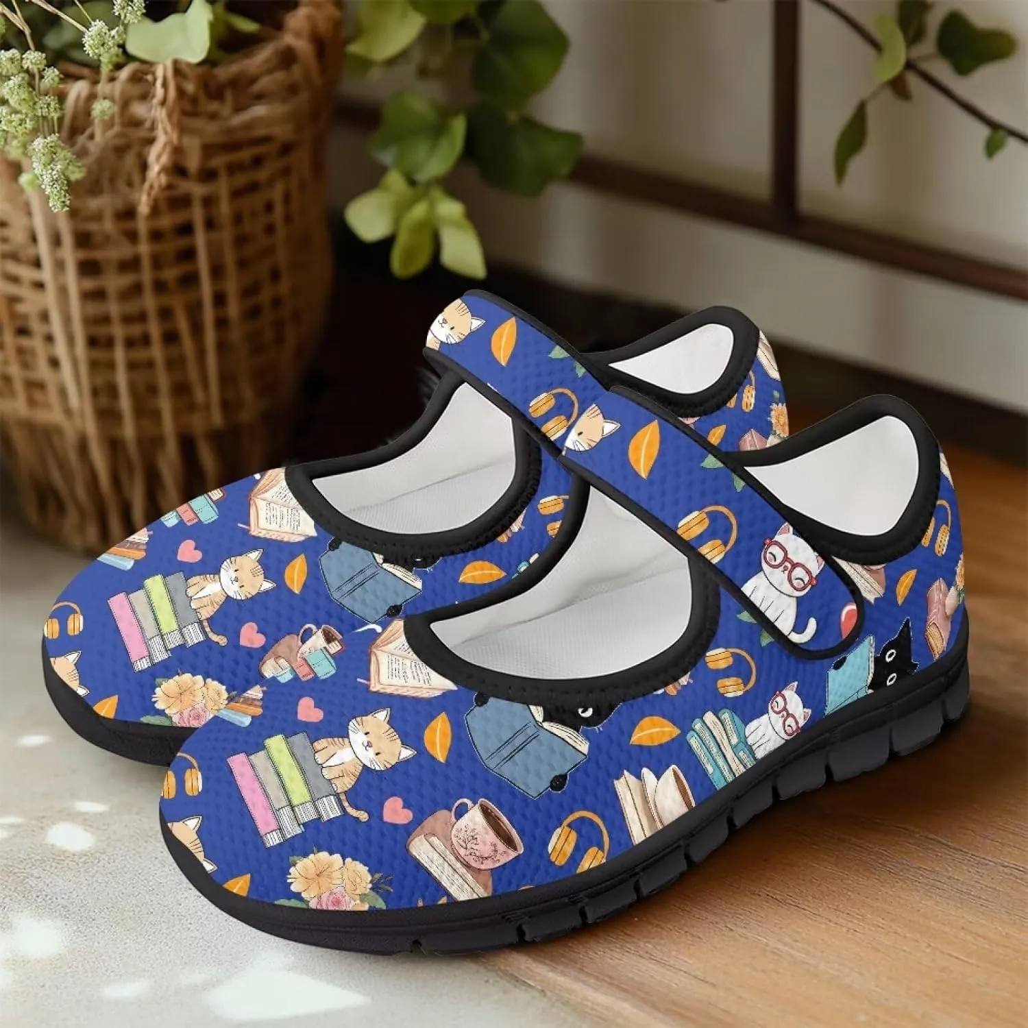 GOSTONG Women's Lightweight Walking Shoes Non Slip Breathable Mesh Easy On Casual Sneakers Soft Daily Work Flats Shoe Black Sole Size 5.5-10
