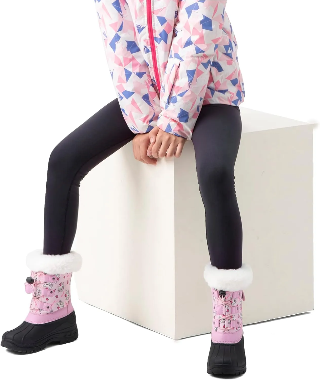 Greatonu Kids Snow Boots Waterproof Boys Girls Winter Boots Mid Calf Insulated Duck Boots