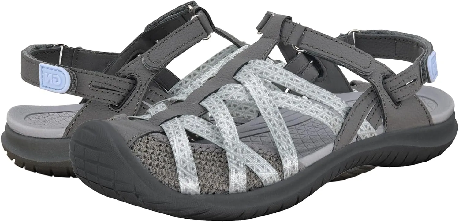 GRITION Hiking Sandals Women Closed Toe, Waterproof Lightweight Adjustable Hiking Athletic Sandals, Breathable For Beach Summer Adventure Comfortable Outdoor Sport