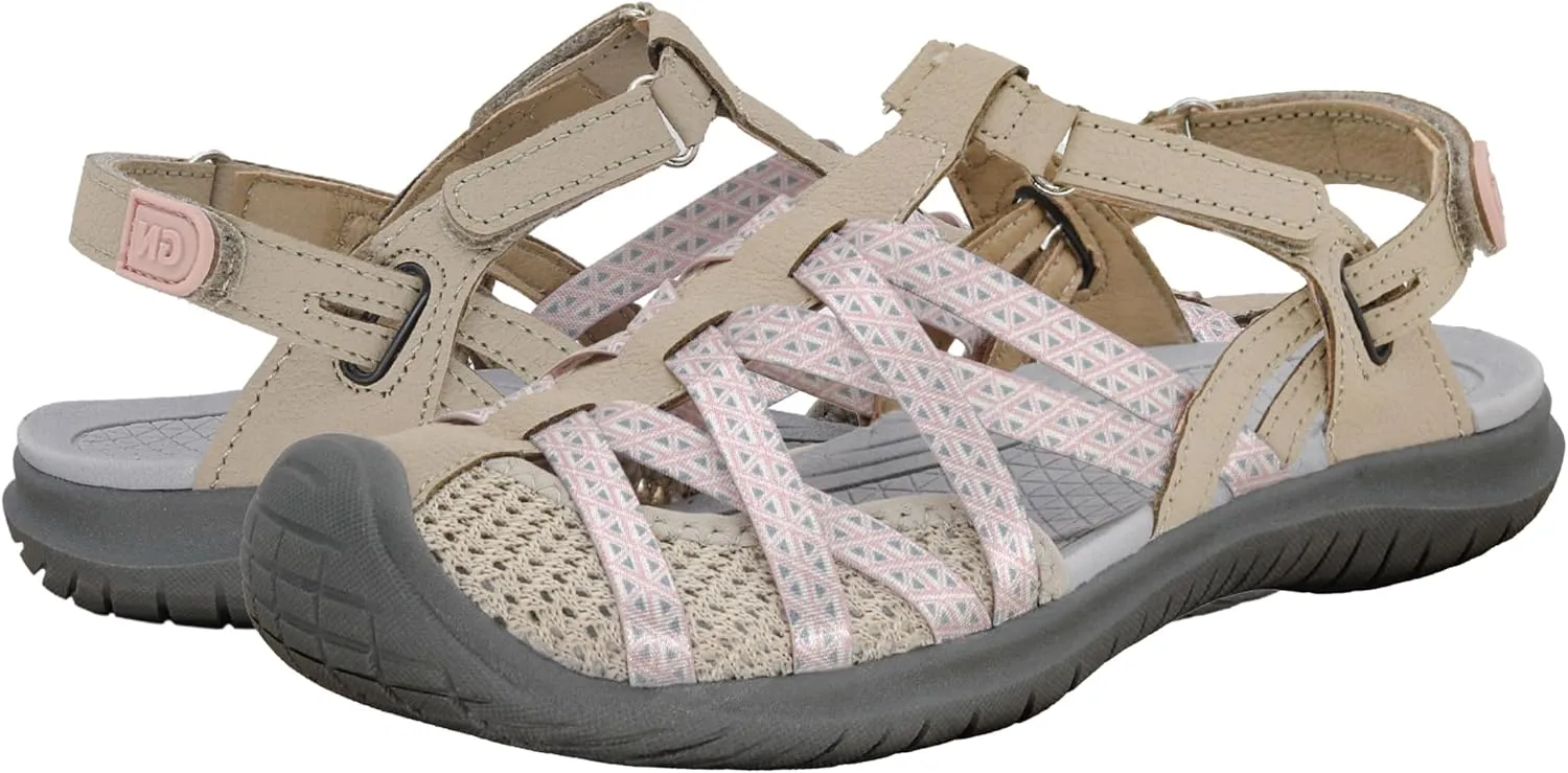GRITION Hiking Sandals Women Closed Toe, Waterproof Lightweight Adjustable Hiking Athletic Sandals, Breathable For Beach Summer Adventure Comfortable Outdoor Sport