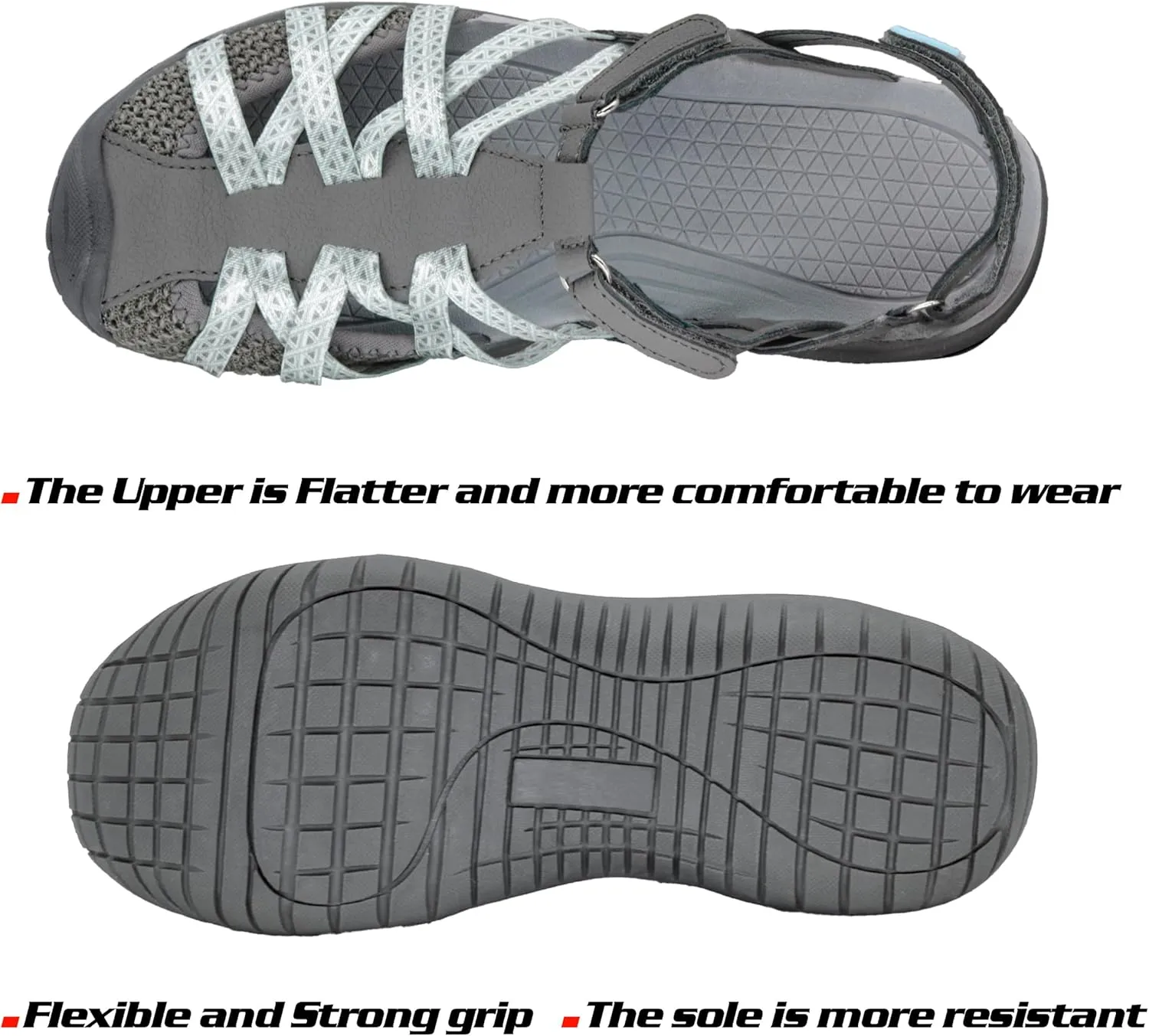 GRITION Hiking Sandals Women Closed Toe, Waterproof Lightweight Adjustable Hiking Athletic Sandals, Breathable For Beach Summer Adventure Comfortable Outdoor Sport