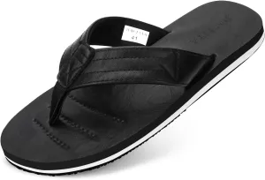 HAOLIRA Mens Flip Flops Arch Support Soft Cushion Footbed Walking Leather Thong Sandals Waterproof Lightweight Slip on Slippers for Summer Beach Indoor Outdoor