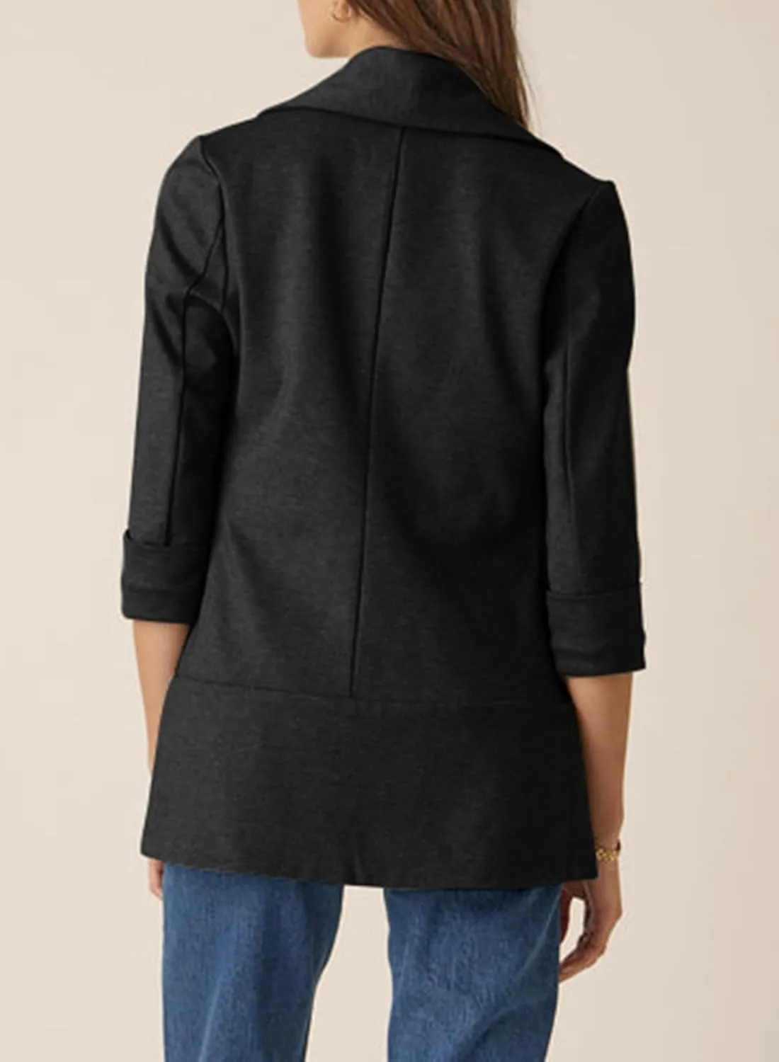 Happy Sailed Womens 3/4 Sleeve Blazers Lightweight Open Front Cardigan Jacket Office Work Suits
