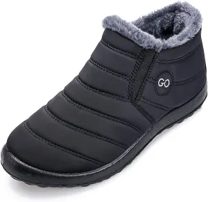 HARENCE Snow Boots for Women Winter Boot with Comfortable Warm Fur Lined Ankle Booties Outdoor Slip On Waterproof Short Boots