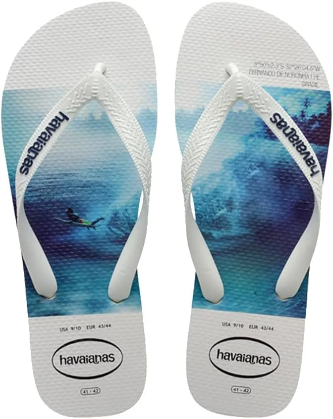 Havaianas Hype Fc Mens Sandals Size 8, Color: Pure White/Pure White/Blue-White