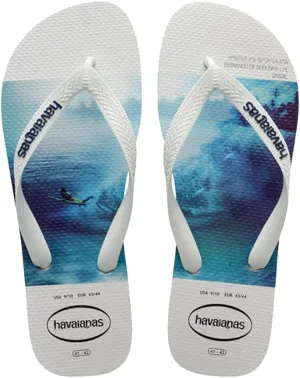 Havaianas Hype Fc Mens Sandals Size 8, Color: Pure White/Pure White/Blue-White