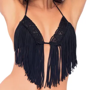 HEART OF A HIPPIE - Weave Fringed Triangle Top