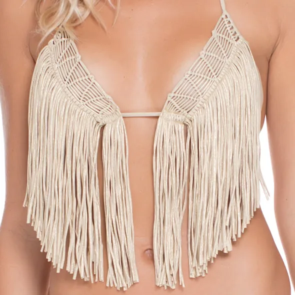 HEART OF A HIPPIE - Weave Fringed Triangle Top