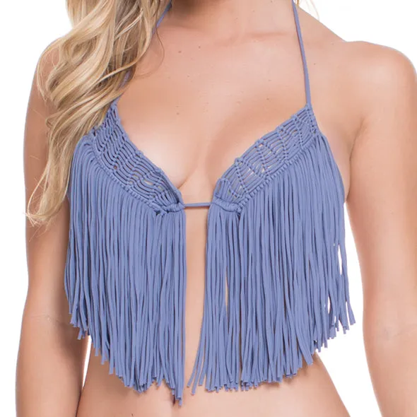 HEART OF A HIPPIE - Weave Fringed Triangle Top