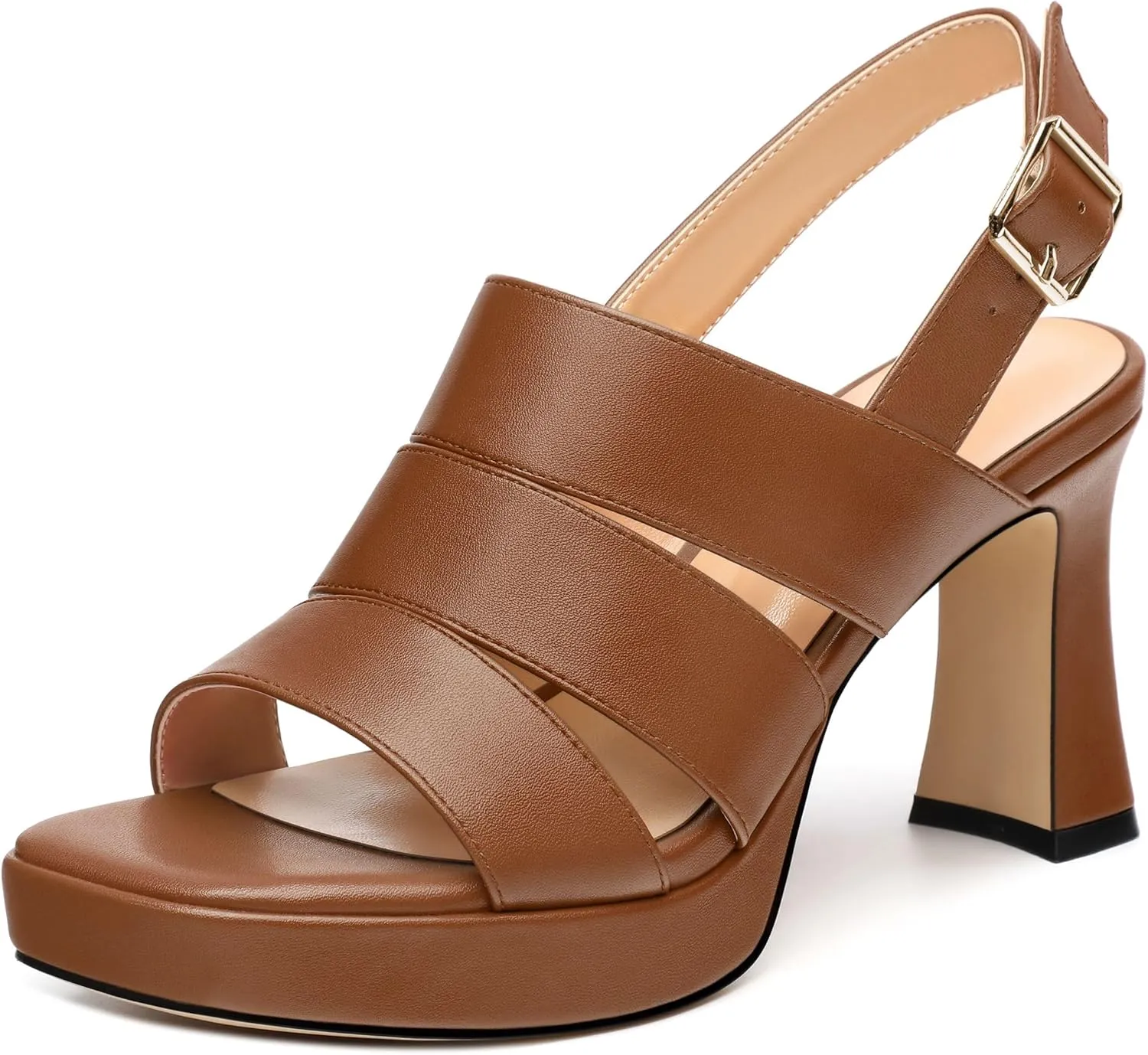 Heels for Women Block Chunky Platform High Heels Open Toe Square Strappy Heel Sandals Wedding Prom Party Fashion Slingback Dress Pump Sandals