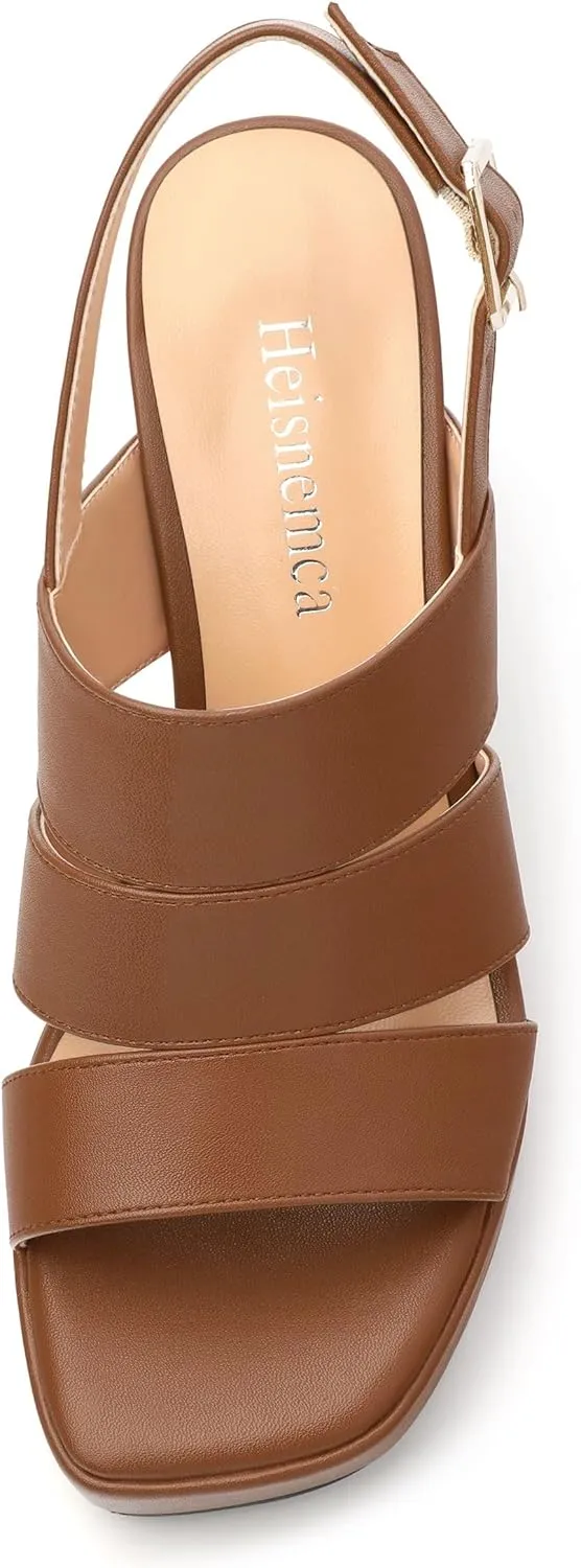 Heels for Women Block Chunky Platform High Heels Open Toe Square Strappy Heel Sandals Wedding Prom Party Fashion Slingback Dress Pump Sandals
