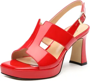 Heels for Women Platform Chunky Heeled Sandals Square Open Toe Strap Block High Heels Wedding Party Dance Fashion Summer Sandals