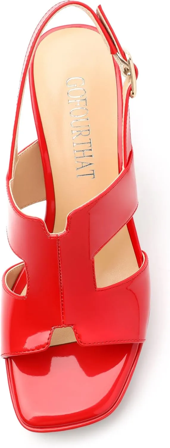 Heels for Women Platform Chunky Heeled Sandals Square Open Toe Strap Block High Heels Wedding Party Dance Fashion Summer Sandals