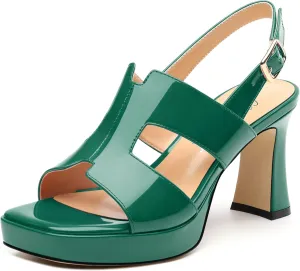 Heels for Women Platform Chunky Heeled Sandals Square Open Toe Strap Block High Heels Wedding Party Dance Fashion Summer Sandals