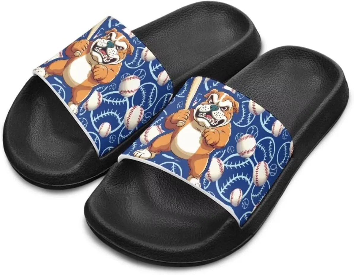 Howilath Dog Print Slides for Boys Beach Summer Kids Sandals Open Toe Non-Slip Children Slippers Indoor Outdoor Shoes