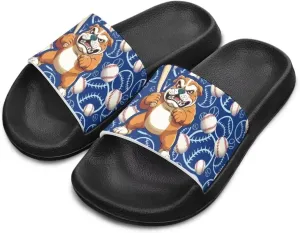 Howilath Dog Print Slides for Boys Beach Summer Kids Sandals Open Toe Non-Slip Children Slippers Indoor Outdoor Shoes