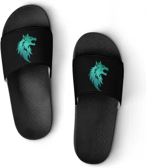 Howling Wolf PVC Home Slippers Beach Shower Sandals Summer Non-Slip Outdoor Shoes for Men Women