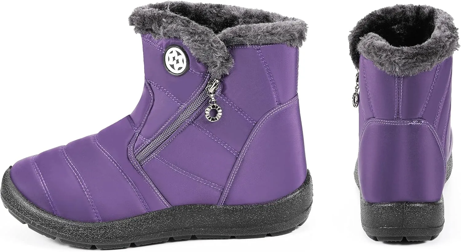 Hsyooes Womens Warm Fur Lined Winter Snow Boots Waterproof Ankle Boots Outdoor Booties Comfortable Shoes for Women